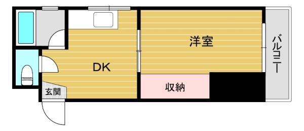 コーポ平野上町(1DK/3階)の間取り写真