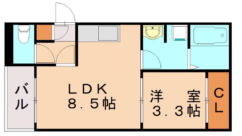 TIDY西小倉(1LDK/2階)の間取り写真