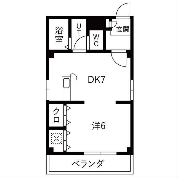 ドムール甲子園(1DK/5階)の間取り写真