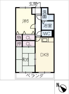 ロイヤルマンションみさき(2DK/2階)の間取り写真