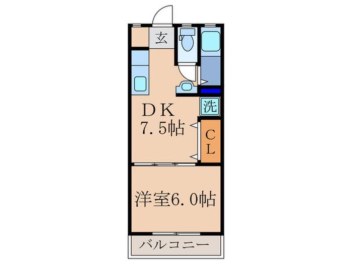 ハイツ桃山(1DK/4階)の間取り写真
