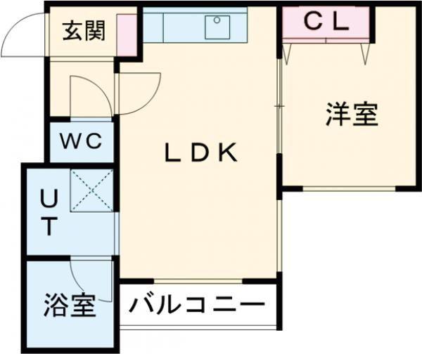アクア パラシューター(1LDK/2階)の間取り写真