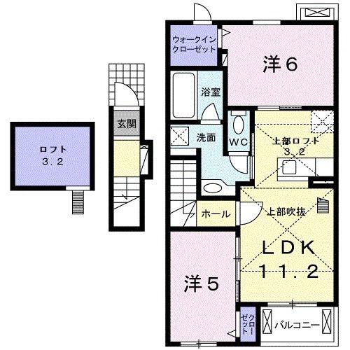 ヴェール(2LDK/2階)の間取り写真