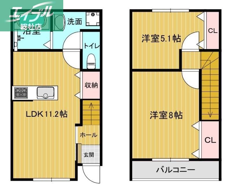 RIDLEYI A(2LDK/1階)の間取り写真