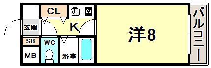 リーガル神戸元町(1K/1階)の間取り写真