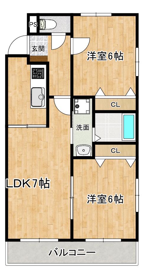 トゥルース(2LDK/4階)の間取り写真