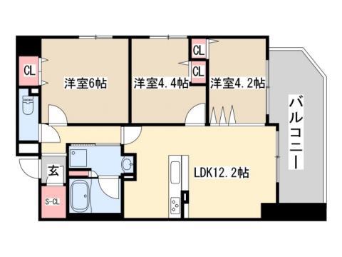 サムティグランツ神戸(3LDK/7階)の間取り写真