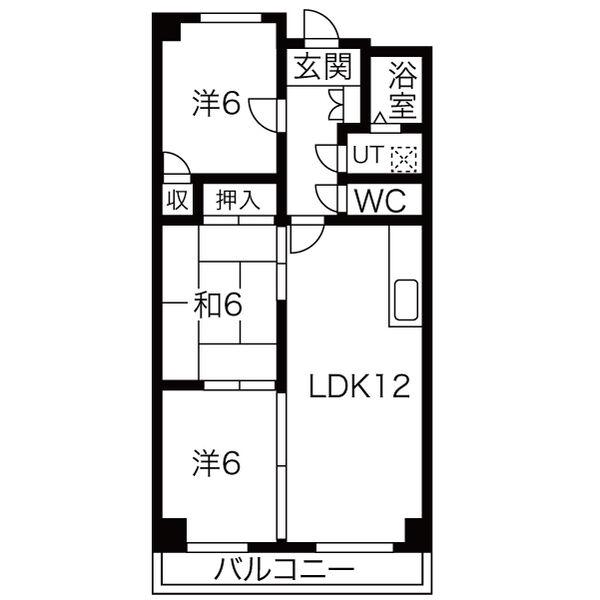 第3高杉マンション(3LDK/3階)の間取り写真