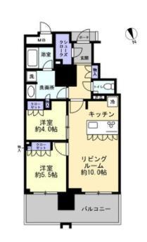 MJR熊本ゲートタワー608号(2LDK/6階)の間取り写真