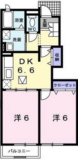 BLOOM(2DK/1階)の間取り写真