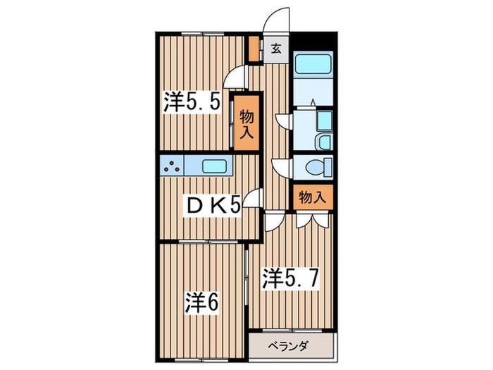 岩崎ガーデン(3DK/3階)の間取り写真