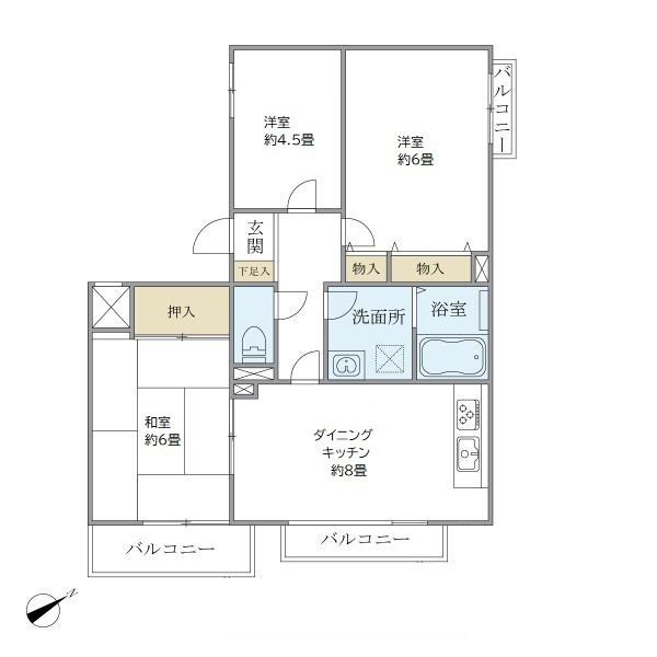 ヴェール久我山(3DK/2階)の間取り写真