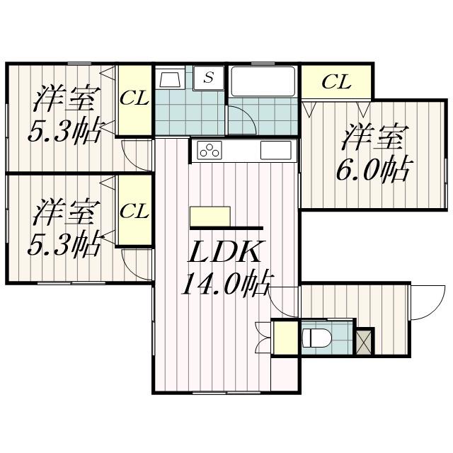 VILLA CAMPANA(3LDK/1階)の間取り写真