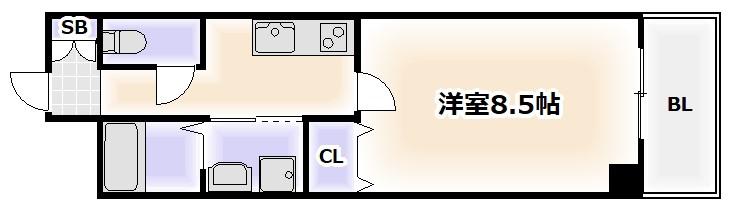 MAPLE夕陽丘(1K/5階)の間取り写真