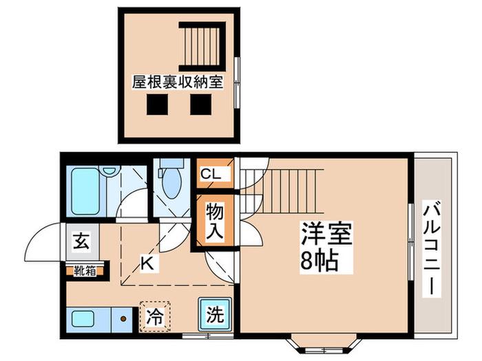 コーポ峰(1K/2階)の間取り写真