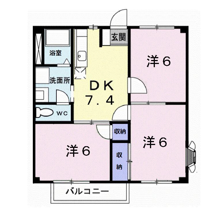 セジュール杉山(3DK/2階)の間取り写真