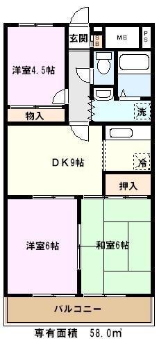 ドミール遠山(3DK/2階)の間取り写真