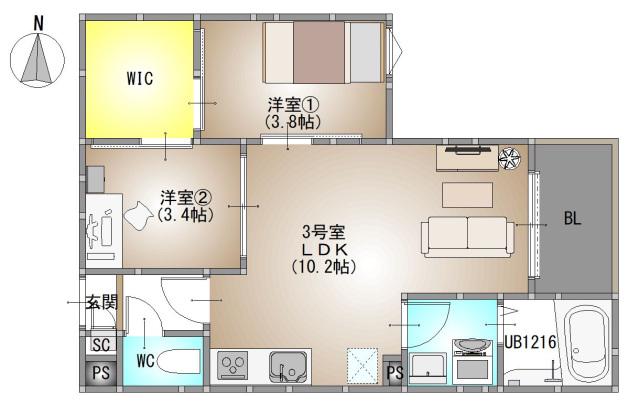 REGALEST 今(2LDK/3階)の間取り写真