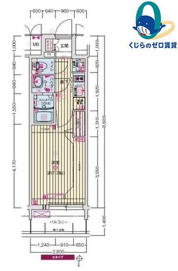 プレサンスジェネ新栄町駅前 葵(1K/14階)の間取り写真