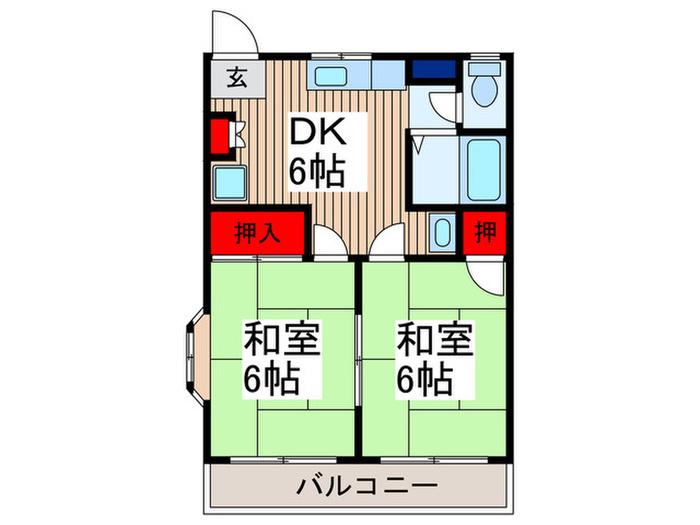 みやび第2コーポ(2DK/3階)の間取り写真