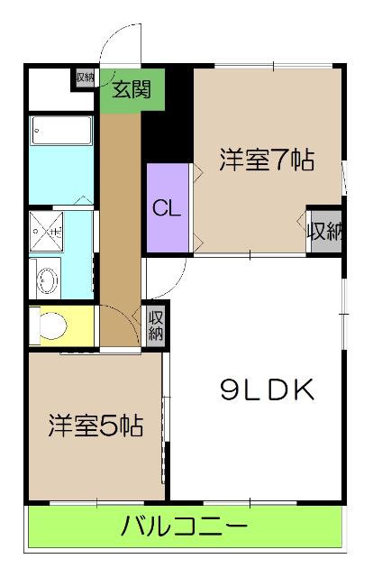ハイツKURA B(2LDK/3階)の間取り写真