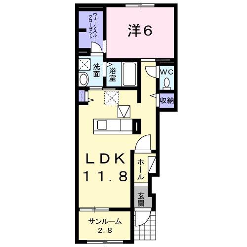 リヴェール恋町 I(1LDK/1階)の間取り写真