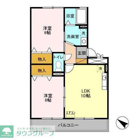 IS若葉A(2LDK/3階)の間取り写真