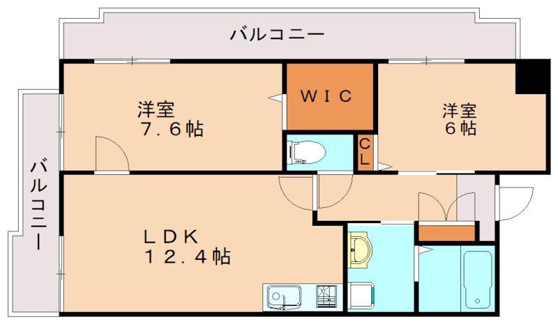 セントロイヤル新飯塚駅(2LDK/3階)の間取り写真