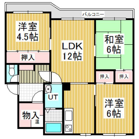 グランドール矢代(3LDK/3階)の間取り写真