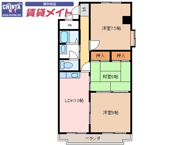 エクスクリエ桜橋(3LDK/1階)の間取り写真