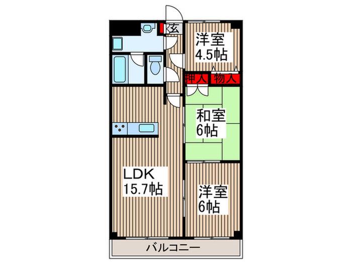 MONA-B(3LDK/3階)の間取り写真