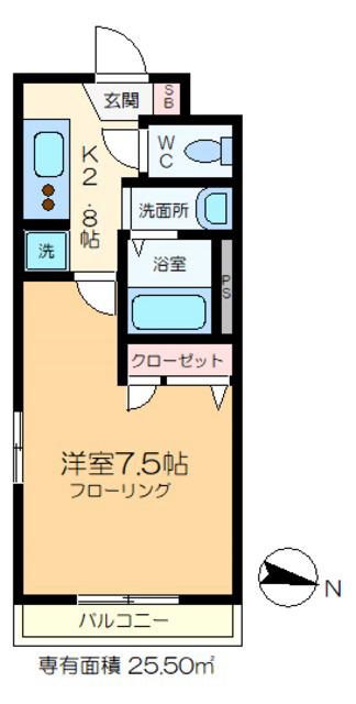 ヒルハイム綾瀬(1K/3階)の間取り写真