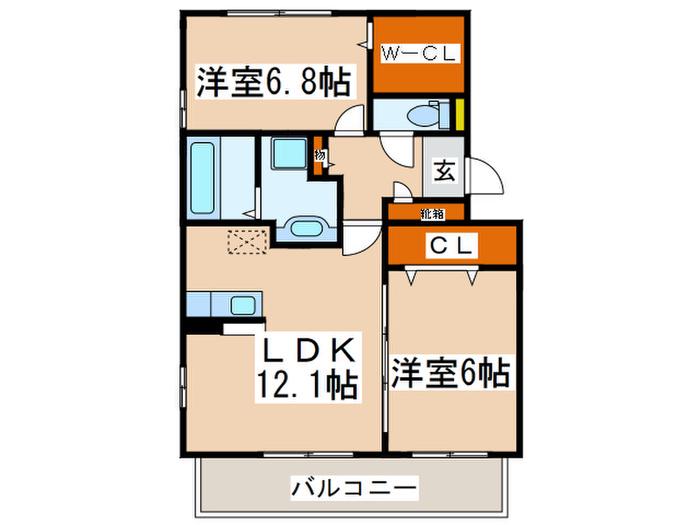 マジェスティックアン I棟(2LDK/1階)の間取り写真