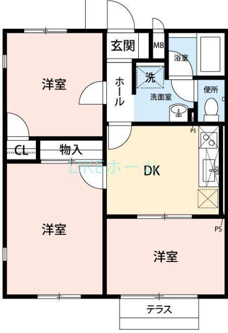 エバーコート東松戸AB(3DK/2階)の間取り写真
