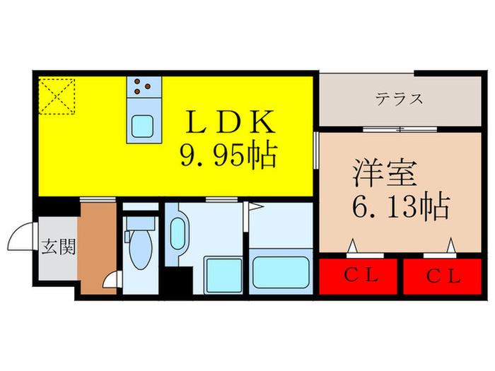 ピアレス綾羽(1LDK/1階)の間取り写真