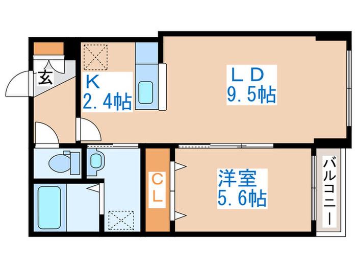 グランスター9(1LDK/3階)の間取り写真