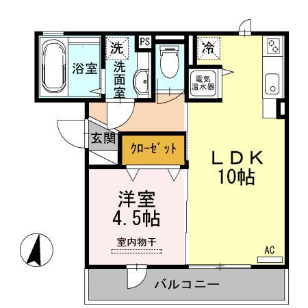 フラット松原(1LDK/3階)の間取り写真