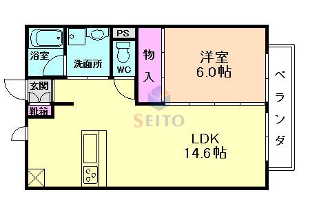 VIP2(1LDK/2階)の間取り写真