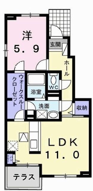 プルミエール ラ・メゾン(1LDK/1階)の間取り写真