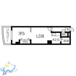 ミラバ札幌中央(1LDK/6階)の間取り写真