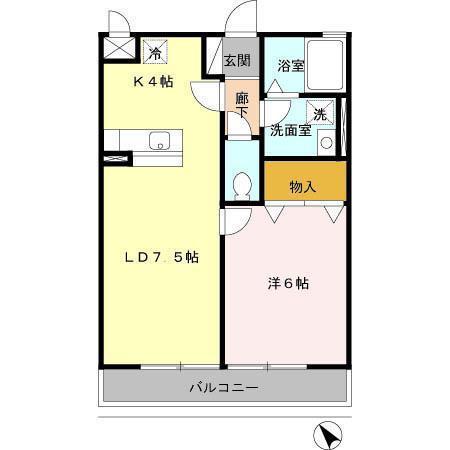 クレール嶋A(1LDK/3階)の間取り写真
