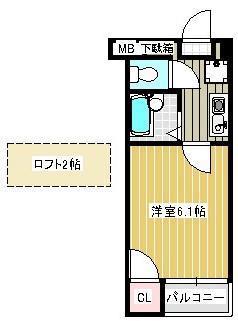 ピア本町(1K/3階)の間取り写真