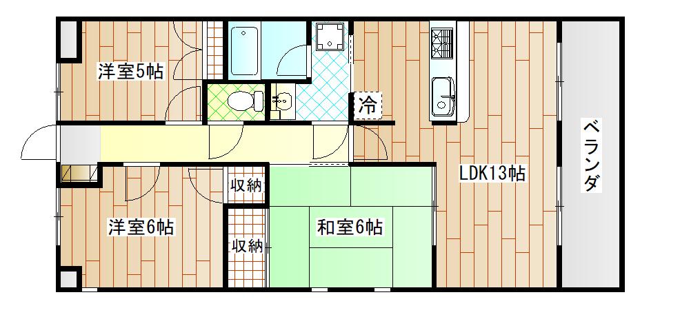 ビルアクセス(3LDK/4階)の間取り写真
