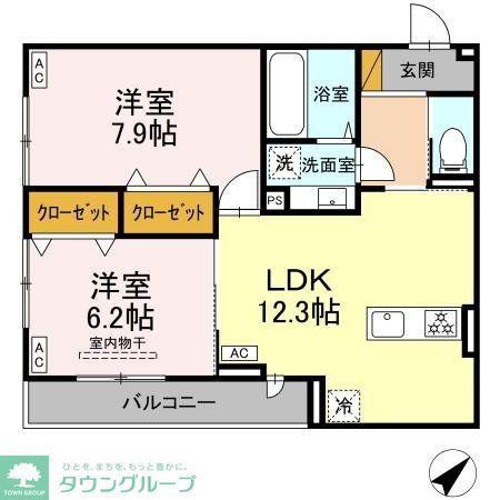 D-ROOM君塚IB(2LDK/3階)の間取り写真