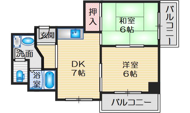 フジセントラルビル(2DK/3階)の間取り写真