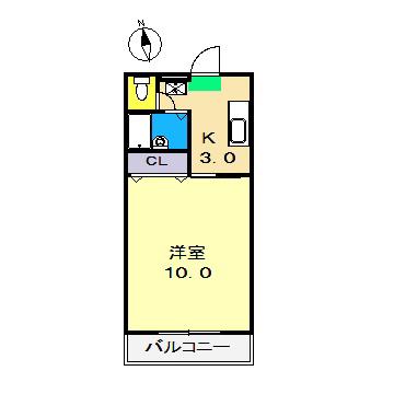 カミムラハイツ(1K/2階)の間取り写真