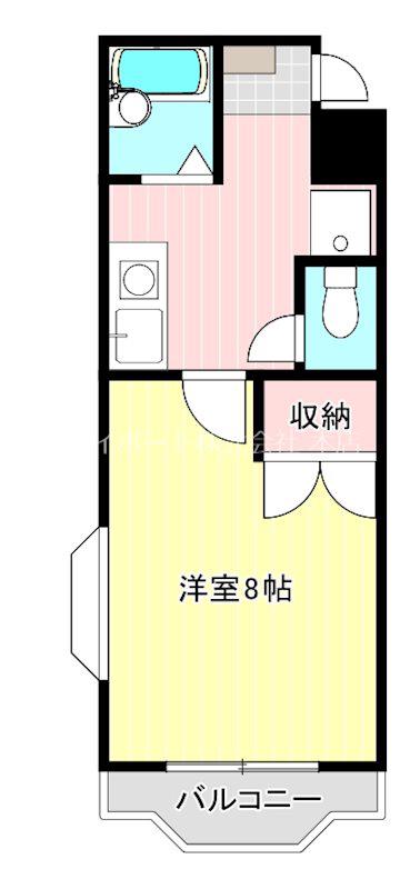 マンション紫尾(1K/2階)の間取り写真
