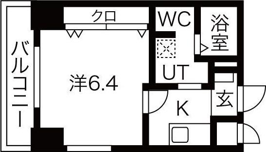 ラ・フォーレ松ヶ枝町III(1K/9階)の間取り写真