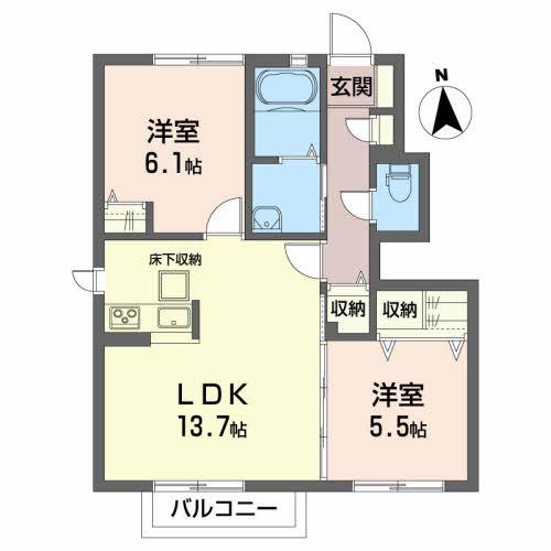 パレー ロッホ(2LDK/1階)の間取り写真