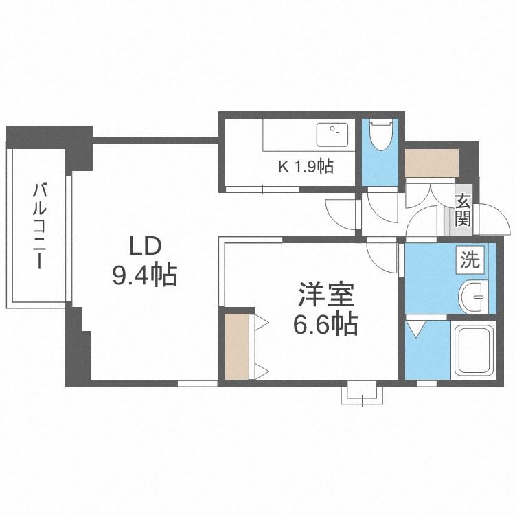 アリスマナーガーデン新町(1LDK/8階)の間取り写真